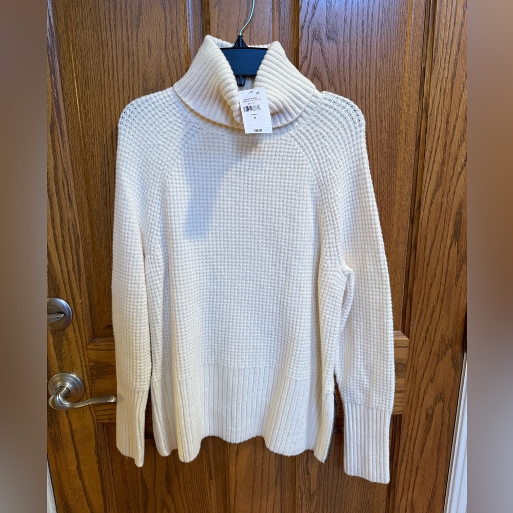 L.L. Bean Women's SuperSoft Cream Waffle Turtleneck Sweater